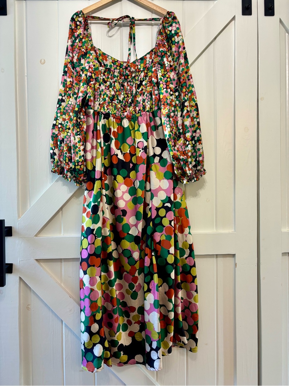 Anthropologie Porridge Multicolor Polka Dot Puff Sleeve Maxi Dress Plus Size 1X - Picture 3 of 13